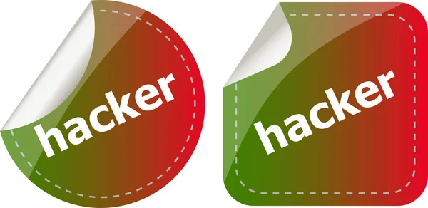 Hacker Stickers Ingesteld Wit Pictogram Knop Geïsoleerd Wit — Stockfoto