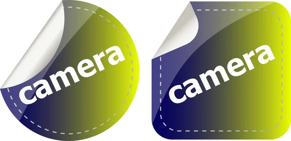 Camera Word Stickers Set Web Icon Button — Stock Photo, Image