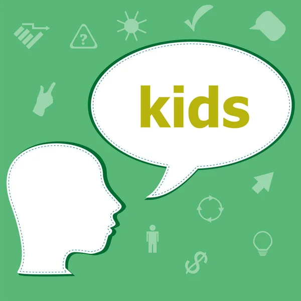 Sms Dla Dzieci Cyfrowym Tle Koncepcja Edukacji Głowa Bańką Mowy — Zdjęcie stockowe