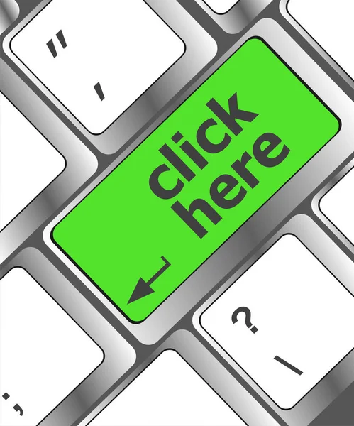 Tastatur Mit Klick Hier Internetkonzept — Stockfoto