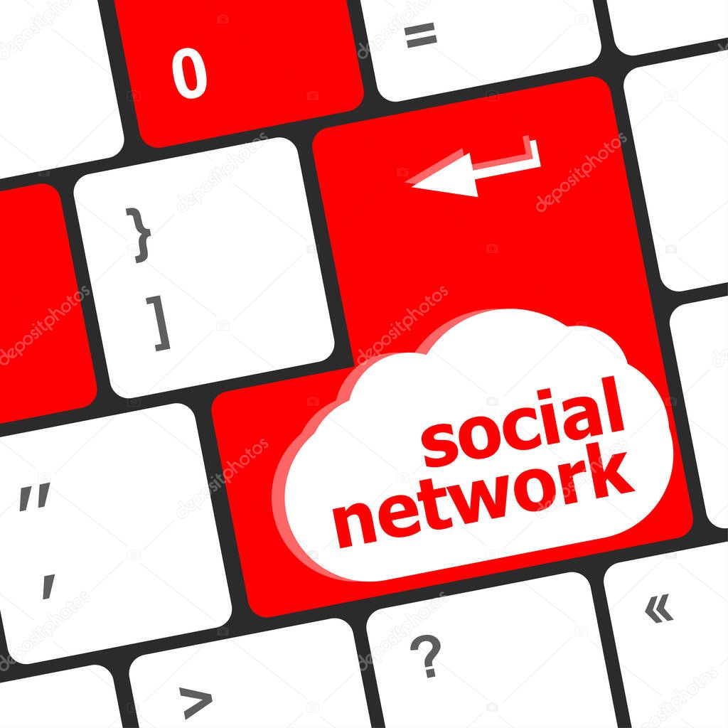 Social network word on computer keyboard key button