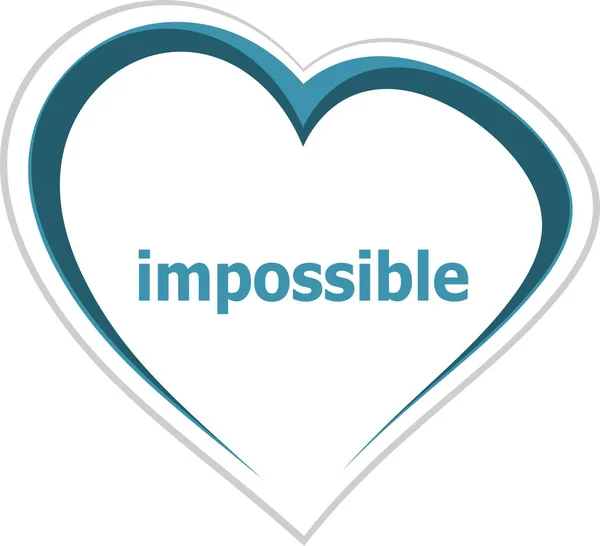 Testo Impossibile Concetto Sociale Pulsante Love Heart Icon Servizi Web — Foto Stock