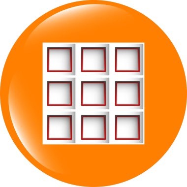 Web simgesine boş kutu işareti, beyaza izole edilmiş düğme