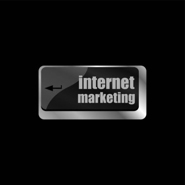 çevrimiçi pazarlama veya internet pazarlama kavramları, klavye tuşunun giriş tuşunda iletisi olan