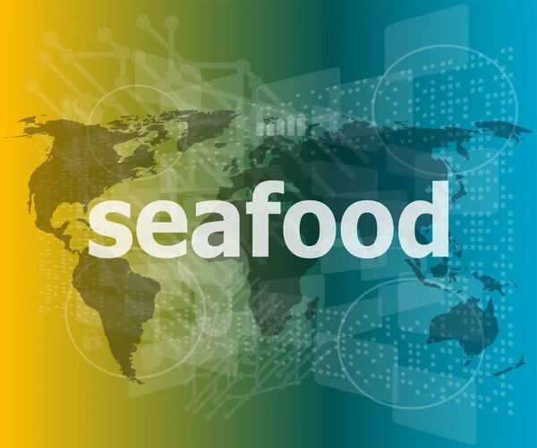Seafood Word Virtual Digital Background — Stock Photo, Image