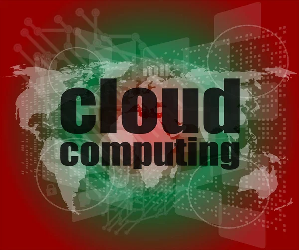 Cloud Computing Wort Auf Touchscreen Moderne Virtuelle Technologie Hintergrund — Stockfoto