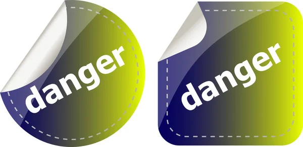 Danger Word Stickers Web Button Set Label Icon — Stock Photo, Image