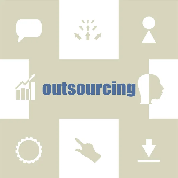 Text Outsourcing Geschäftskonzept Infografische Elemente Ikone Der Wirtschaft — Stockfoto
