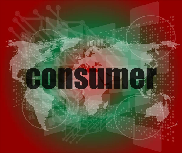 Dijital Dokunmatik Ekran Arayüzü Üzerinde Tüketici Kelimeleri Kavramı — Stok fotoğraf