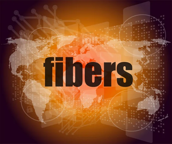 fibers word on digital screen, mission control interface hi technology