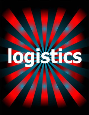 Lojistik kelime dijital ekranda. İş konsepti. Web ve mobil uygulama, şablon tasarımı, ticari bilgi sosyal medya, yaratıcı sunum.