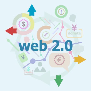 Metin ağı. Web tasarım konsepti. Arkaplanda satır simgeleri ve kelime tipografisi seti