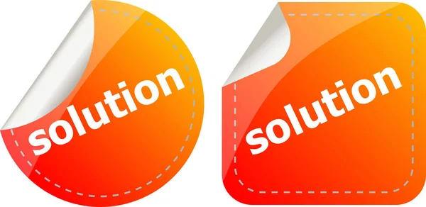 Solution Stickers Set Icon Button Isolated White — Stock Photo, Image