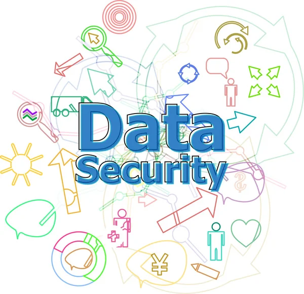 Text Data Security Protection Concept Simple Infographics Thin Line Icons — Stock Photo, Image
