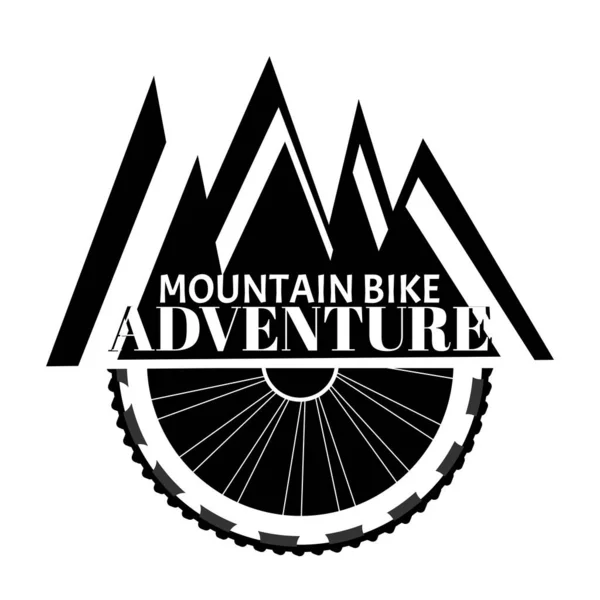 Wheel mountain bike. Outdoor Adventure Trail Creative Design Concept. Bike Wheel and abstract mountain