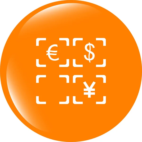 通貨交換記号アイコン 通貨換算記号 金のラベルだ 光るボタンだ 最新のUiウェブサイトボタン — ストック写真
