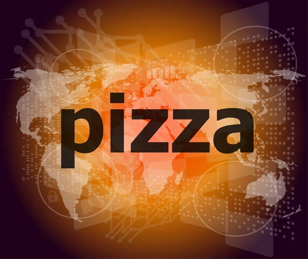 Pizza Tło Tech Cyfrowy Ekran Dotykowy Biznesu — Zdjęcie stockowe