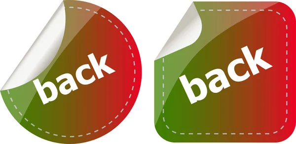 Zurück Wort Auf Aufkleber Knopf Set Etikett — Stockfoto