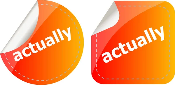 Actually Stickers Set Icon Button Isolated White — Stock Photo, Image