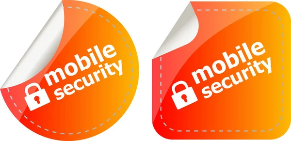 Mobile Security Stickers Label Tag Set Isolated White — Stock Photo, Image