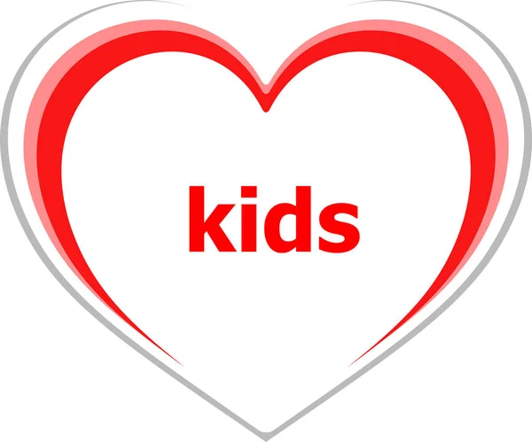 文字孩子 教育概念 爱的心脏图标按钮为网络服务和应用程序 — 图库照片