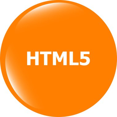 html 5 işaret simgesi. Dil sembolü programlanıyor. Çember düğmeleri