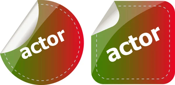 Actor Stickers Set Icon Button Isolated White — Stock Photo, Image