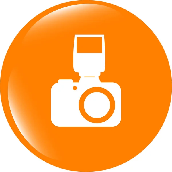 Foto Fotocamera Icona Web Pulsante Isolato Bianco — Foto Stock