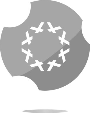 Uygulama simgesi. Beyaz üzerine izole edilmiş web düğmesindeki soyut işaret