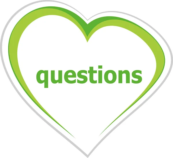 Ερωτήσεις Κειμένου Εκπαιδευτική Ιδέα Κουμπί Εικονίδιο Αγάπη Καρδιά Για Τις — Φωτογραφία Αρχείου