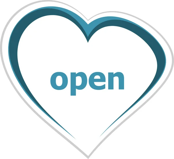 Κείμενο Ανοιχτό Έννοια Ασφαλείας Κουμπί Εικονίδιο Αγάπη Καρδιά Για Τις — Φωτογραφία Αρχείου