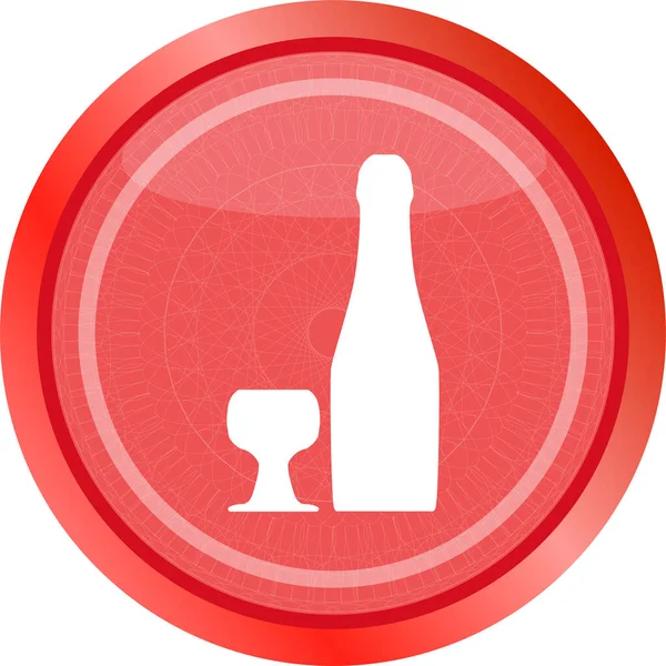 Значок Пляшкою Чашкою Веб Кнопка Ізольована Білому — стокове фото