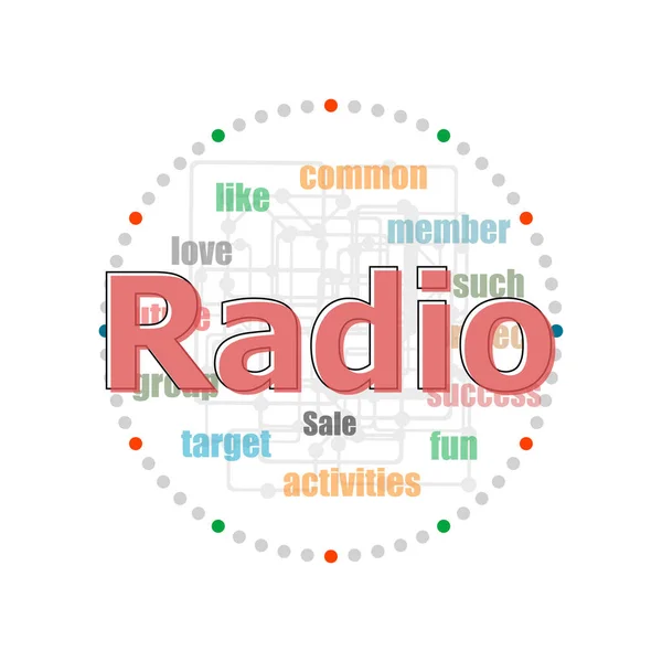 Rádio Texto Conceito Negócio Colagem Palavras Com Diferentes Termos Associação — Fotografia de Stock