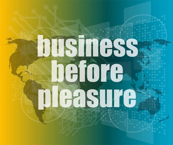 Business Pleasure Woorden Digitaal Touchscreen Business Concept — Stockfoto