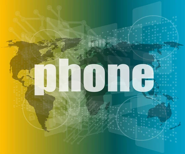 Телефонное Слово Цифровом Сенсорном Экране Бизнес Концепция — стоковое фото