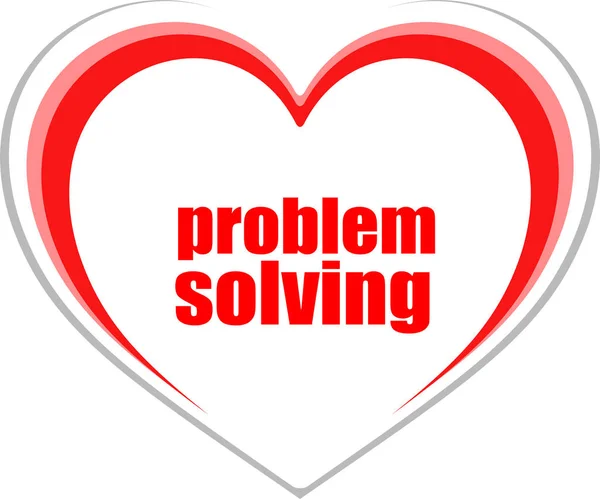 Concetto Business Soluzione Dei Problemi Testo Pulsante Love Heart Icon — Foto Stock