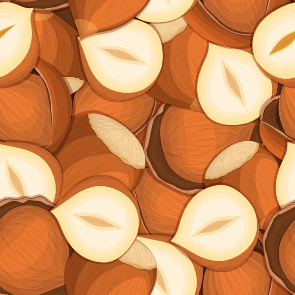 Vector seamless pattern hazelnut nut. Vector card illustration. — Stock Vector