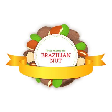 Renkli çerçeve Brezilya cevizi ve şerit oluşur. Vektör kartı çizim