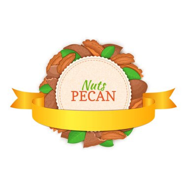 Pekan somun ve altın Şerit'inde yuvarlak beyaz çerçeve oluşur