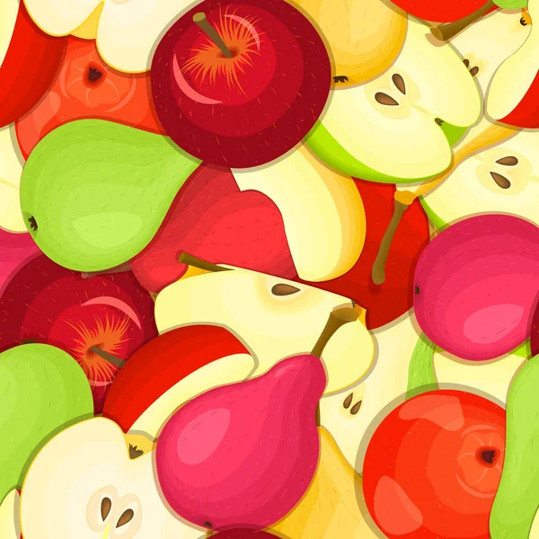 Maturare succosa pera mela senza soluzione di continuità sfondo. Illustrazione scheda vettoriale . — Vettoriale Stock