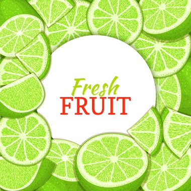 Olgun kireç arka plan üzerinde yuvarlak beyaz etiket. Vektör kartı çizim.