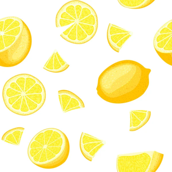 Rijpe sappige tropische citroen naadloze achtergrond. Vectorillustratie kaart. — Stockvector