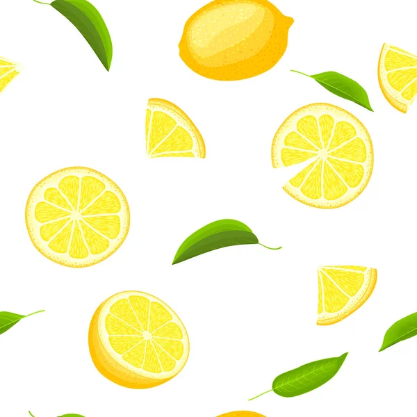 Maturare succosa tropicale limone sfondo senza soluzione di continuità. Illustrazione scheda vettoriale . — Vettoriale Stock