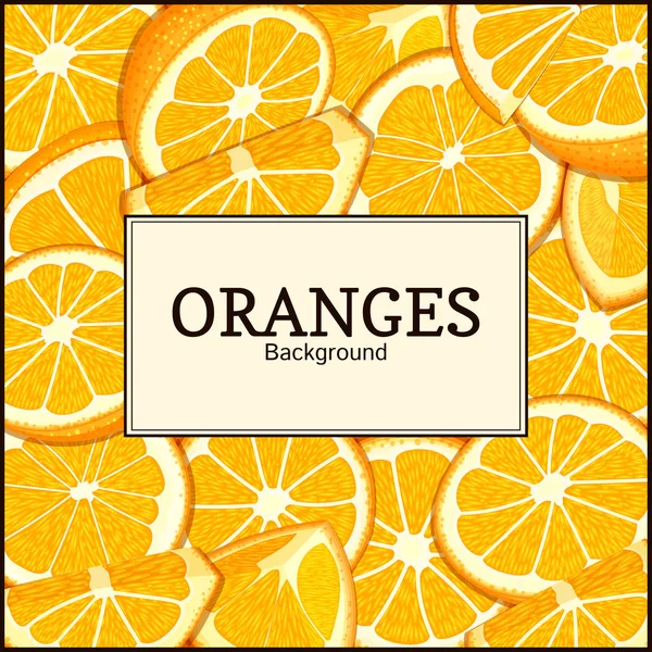 Etichetta quadrata su fondo agrumi arance. Illustrazione scheda vettoriale . — Vettoriale Stock