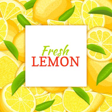 kare beyaz etiket narenciye leme arka plan üzerinde. Vektör kartı çizim.