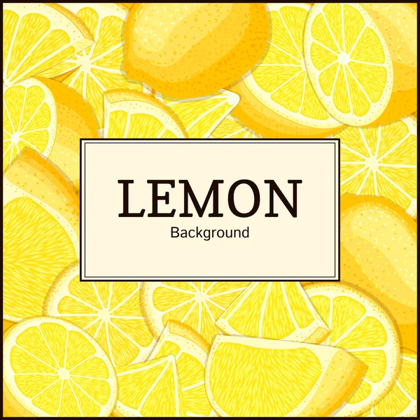 Квадратная этикетка на фоне цитрусовых лимонов. Векторная иллюстрация . — стоковый вектор