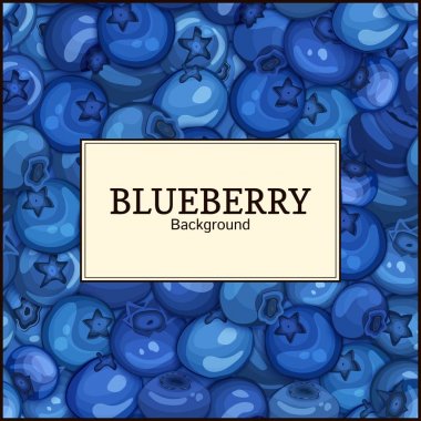 Olgun yaban mersini berry arka plan üzerinde beyaz etiket kare. Vektör kartı çizim. Mavi bilberry taze ve sulu çerçeve tasarımı suyu kahvaltı çay detoks diyet ambalaj gıda için.