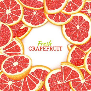 Renkli çerçeve lezzetli greyfurt oluşur. Vektör kartı çizim. Kırmızı pomelo taze ve sulu narenciye çerçeve gıda ambalaj suyu Kahvaltı, kozmetik, çay, tasarım için detoks diyet.