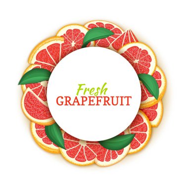 Renkli kare tropikal kırmızı greyfurt oluşur. Vektör kartı çizim. Daire narenciye pomelo narenciye meyve çerçeve tasarımı gıda ambalaj suyu Kahvaltı, kozmetik, çay, detoks diyet için