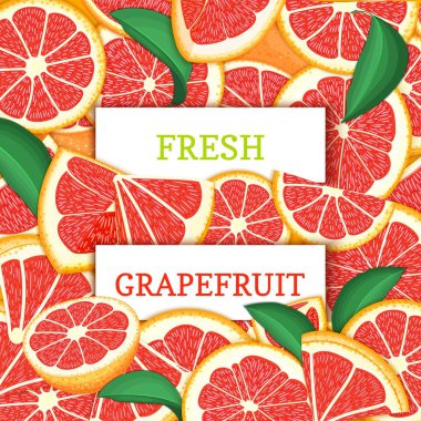 İki dikdörtgen etiket kırmızı gfapefruit meyve arka plan üzerinde beyaz. Vektör kartı çizim. Kırmızı pomelo narenciye ve tropikal meyve dilim gıda ambalaj suyu kahvaltı detoks diyet, reçel tasarımı için.